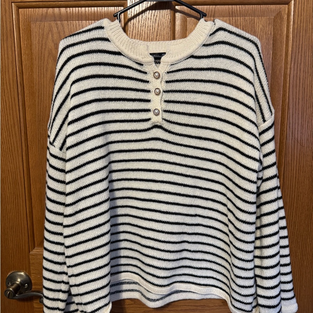 Black and Cream Striped Cardigan
